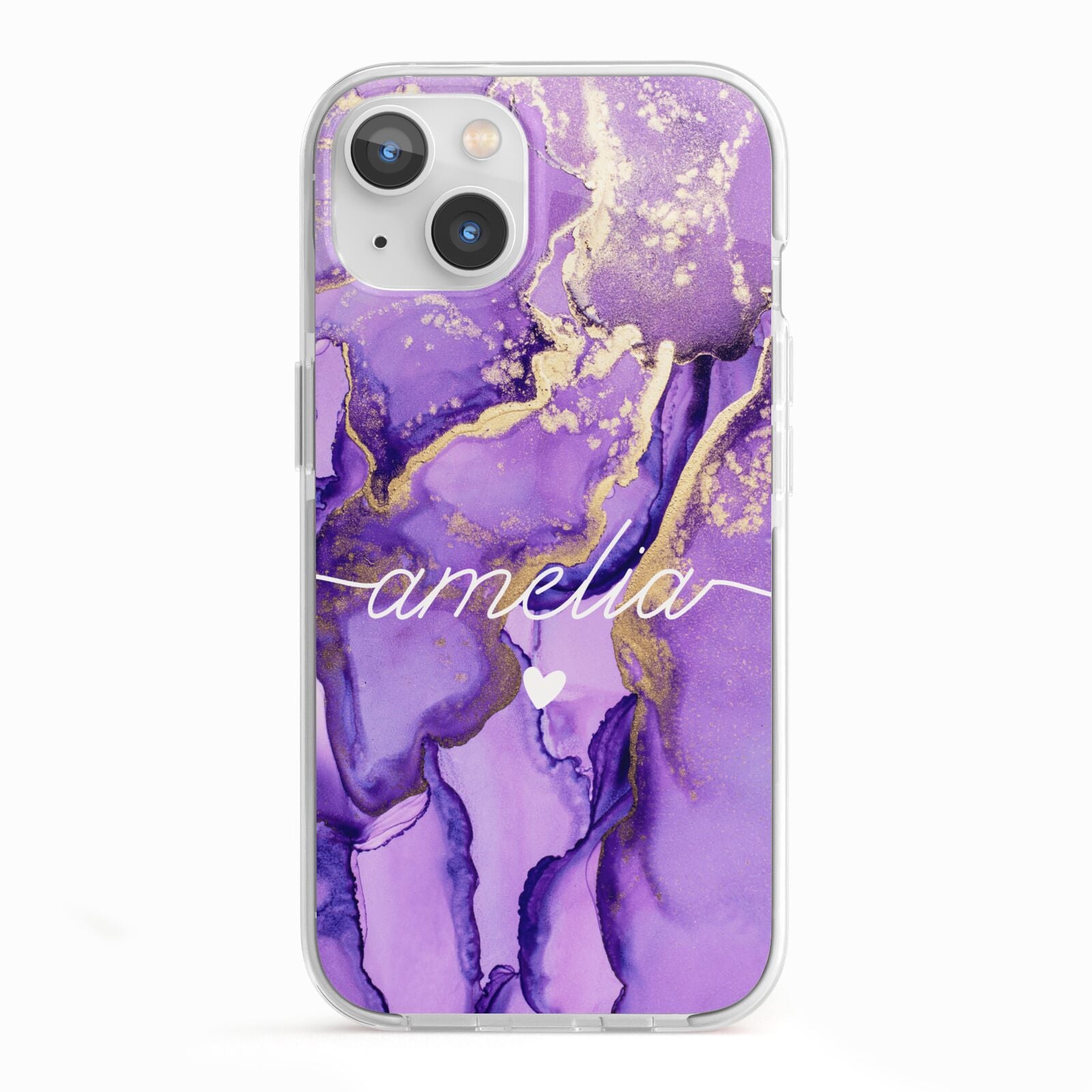 Purple Marble iPhone 13 TPU Impact Case with White Edges