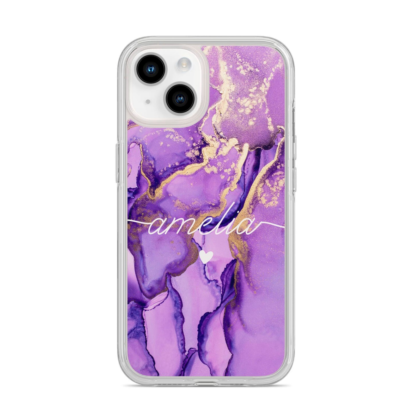 Purple Marble iPhone 14 Clear Tough Case Starlight