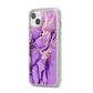 Purple Marble iPhone 14 Plus Glitter Tough Case Starlight Angled Image