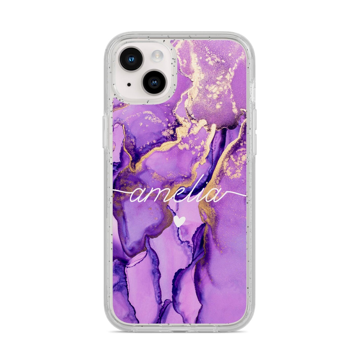 Purple Marble iPhone 14 Plus Glitter Tough Case Starlight