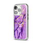 Purple Marble iPhone 14 Pro Clear Tough Case Silver Angled Image