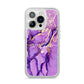 Purple Marble iPhone 14 Pro Glitter Tough Case Silver