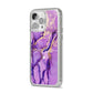 Purple Marble iPhone 14 Pro Max Clear Tough Case Silver Angled Image
