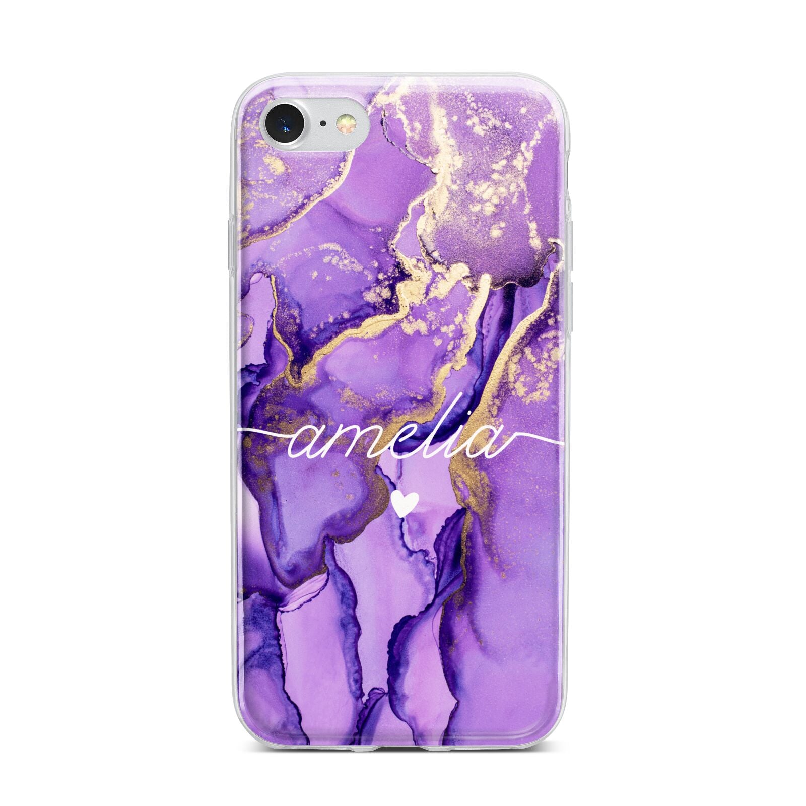 Purple Marble iPhone 7 Bumper Case on Silver iPhone