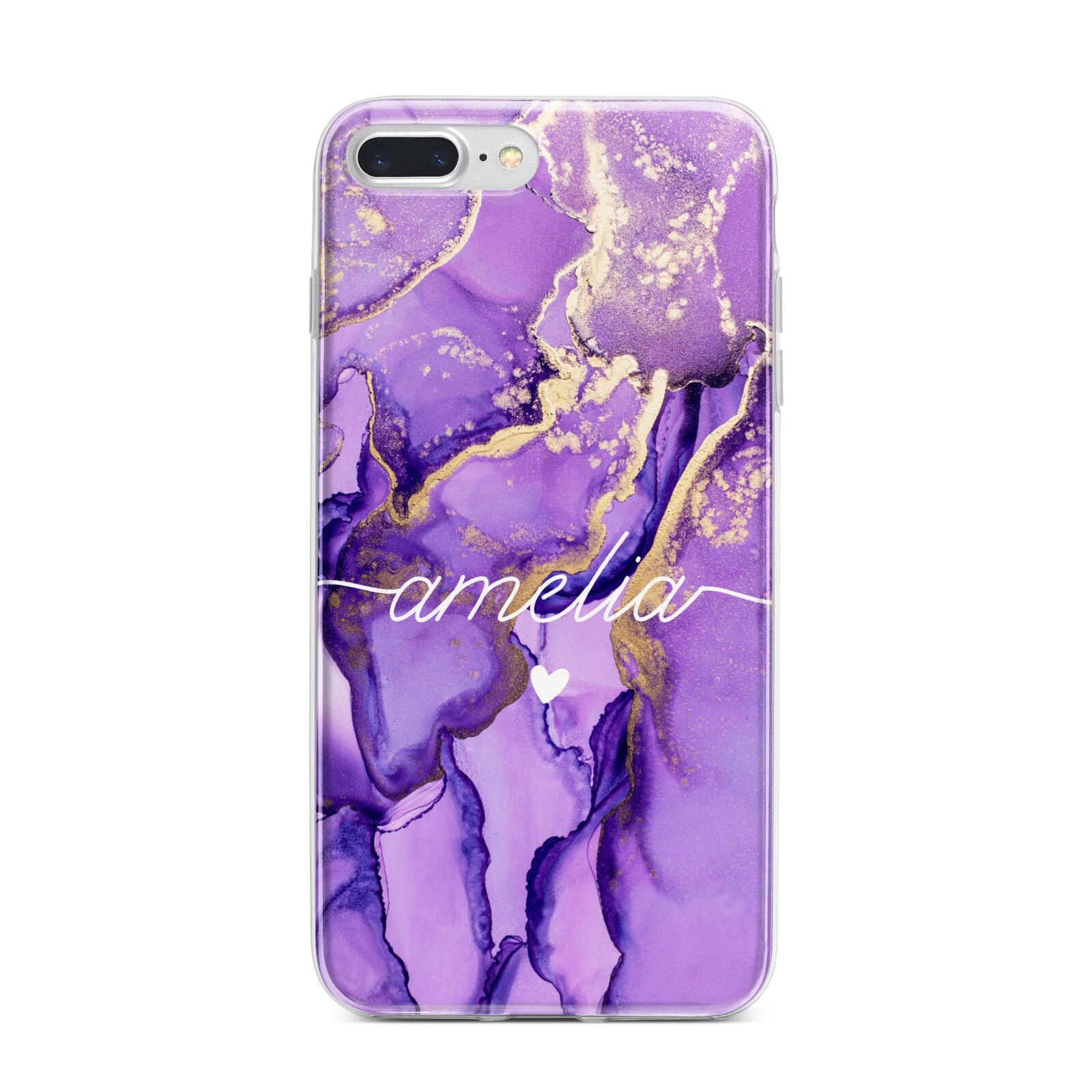Purple Marble iPhone 7 Plus Bumper Case on Silver iPhone