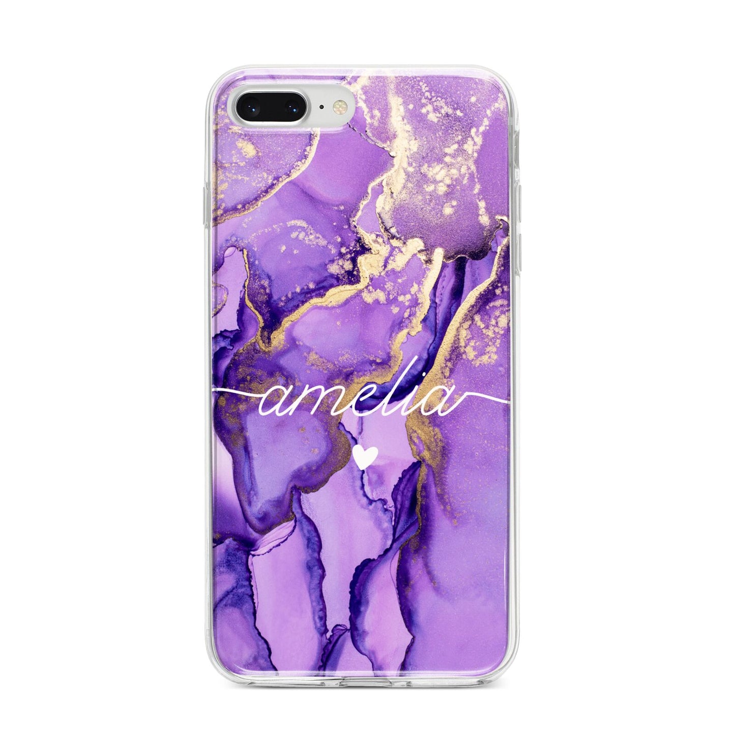 Purple Marble iPhone 8 Plus Bumper Case on Silver iPhone