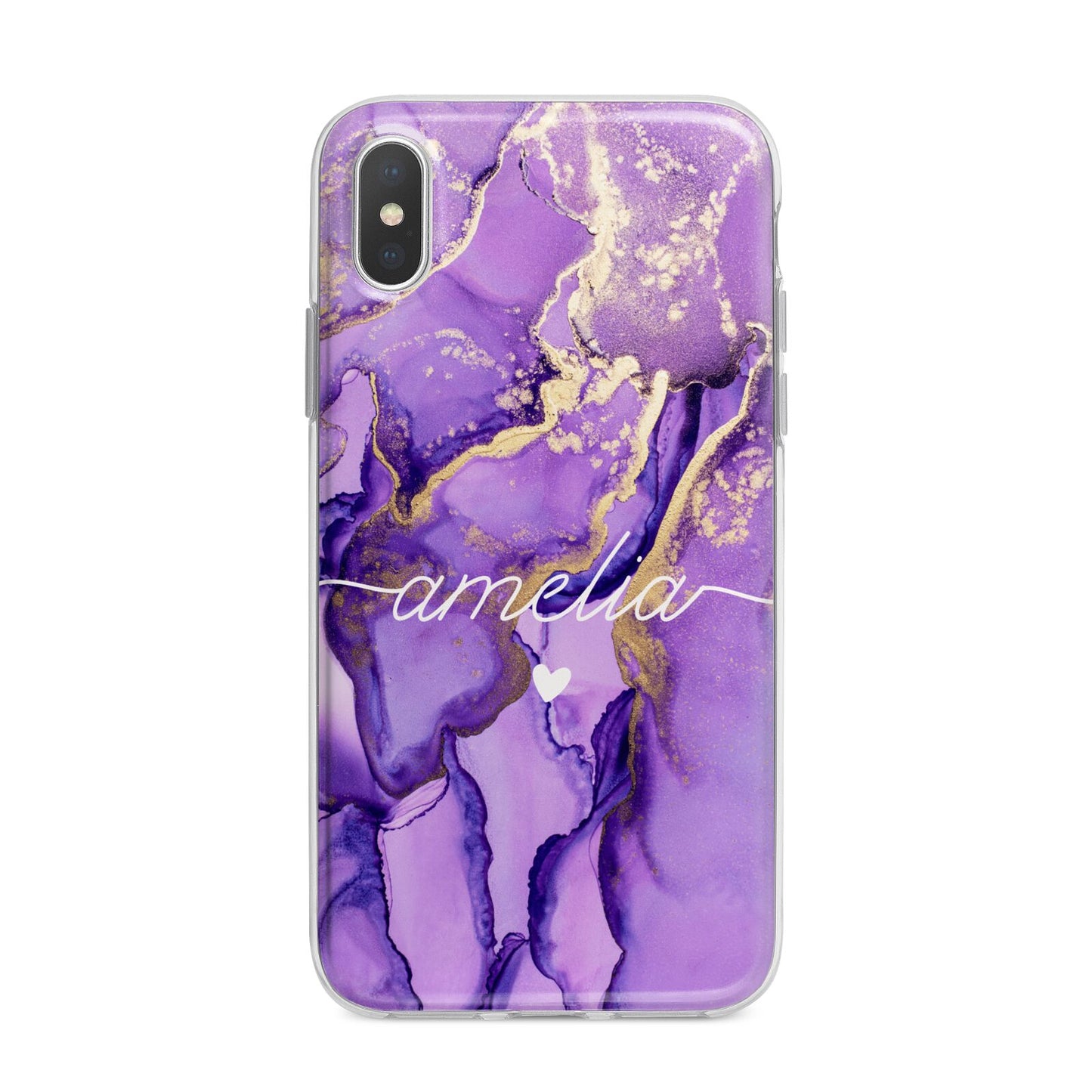 Purple Marble iPhone X Bumper Case on Silver iPhone Alternative Image 1