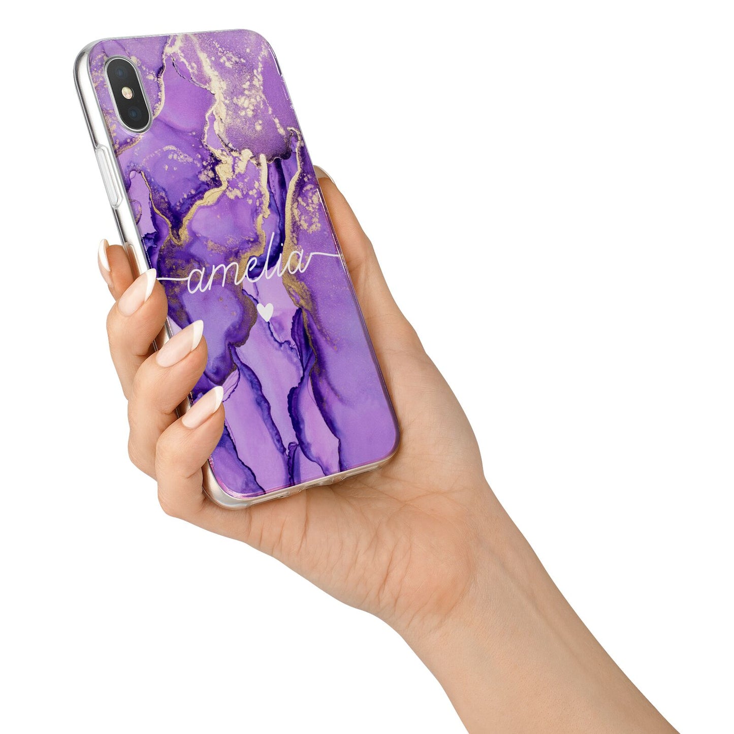 Purple Marble iPhone X Bumper Case on Silver iPhone Alternative Image 2