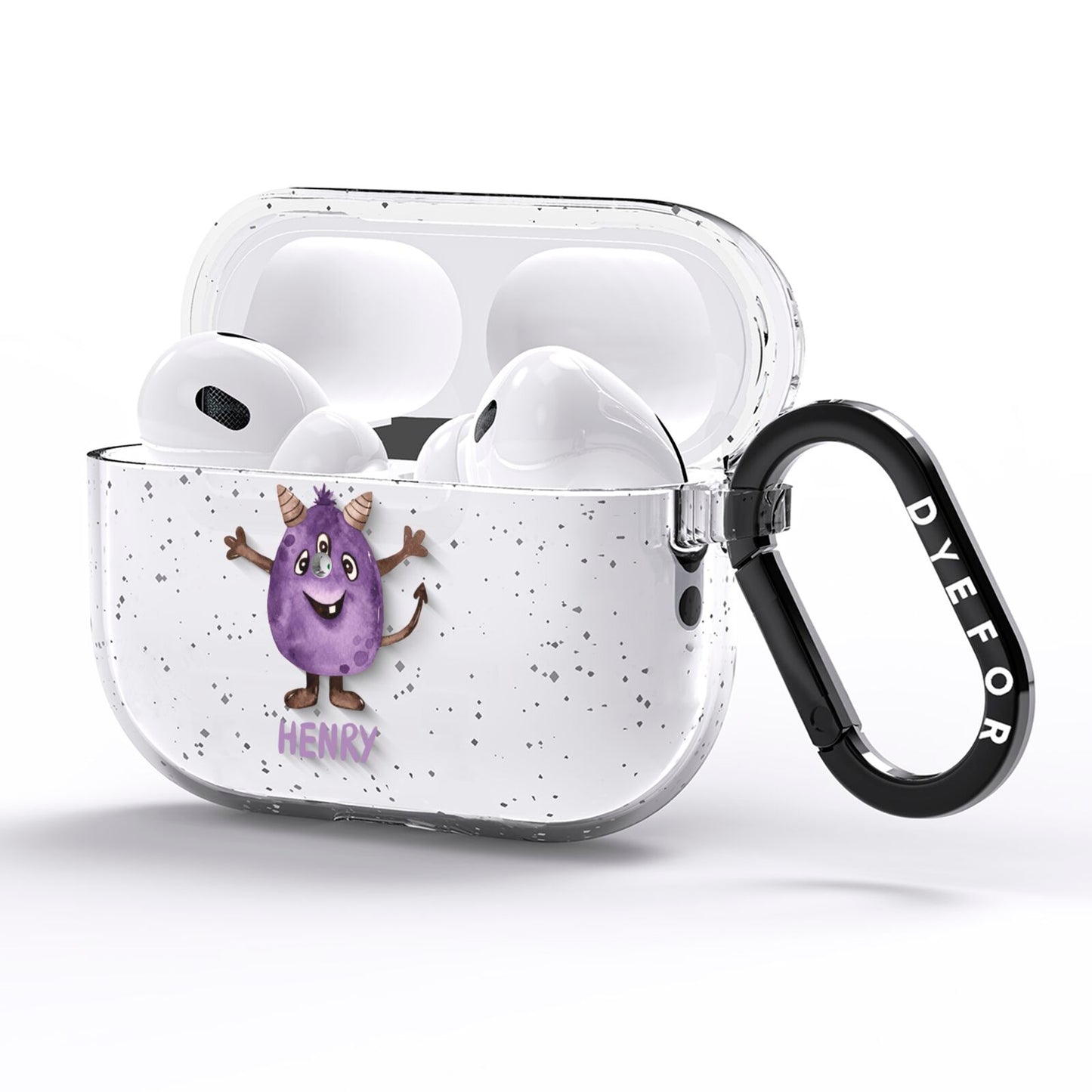 Purple Monster Custom AirPods Pro Glitter Case Side Image