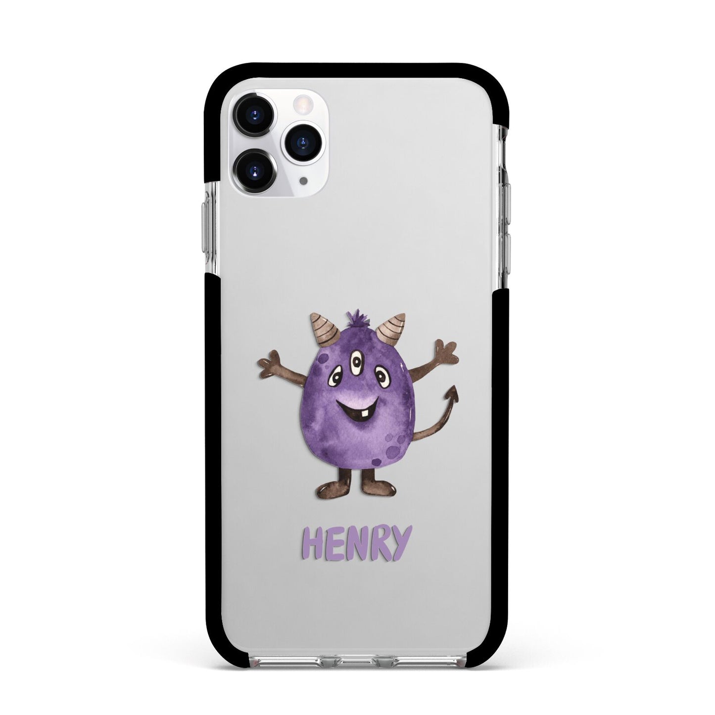 Purple Monster Custom Apple iPhone 11 Pro Max in Silver with Black Impact Case