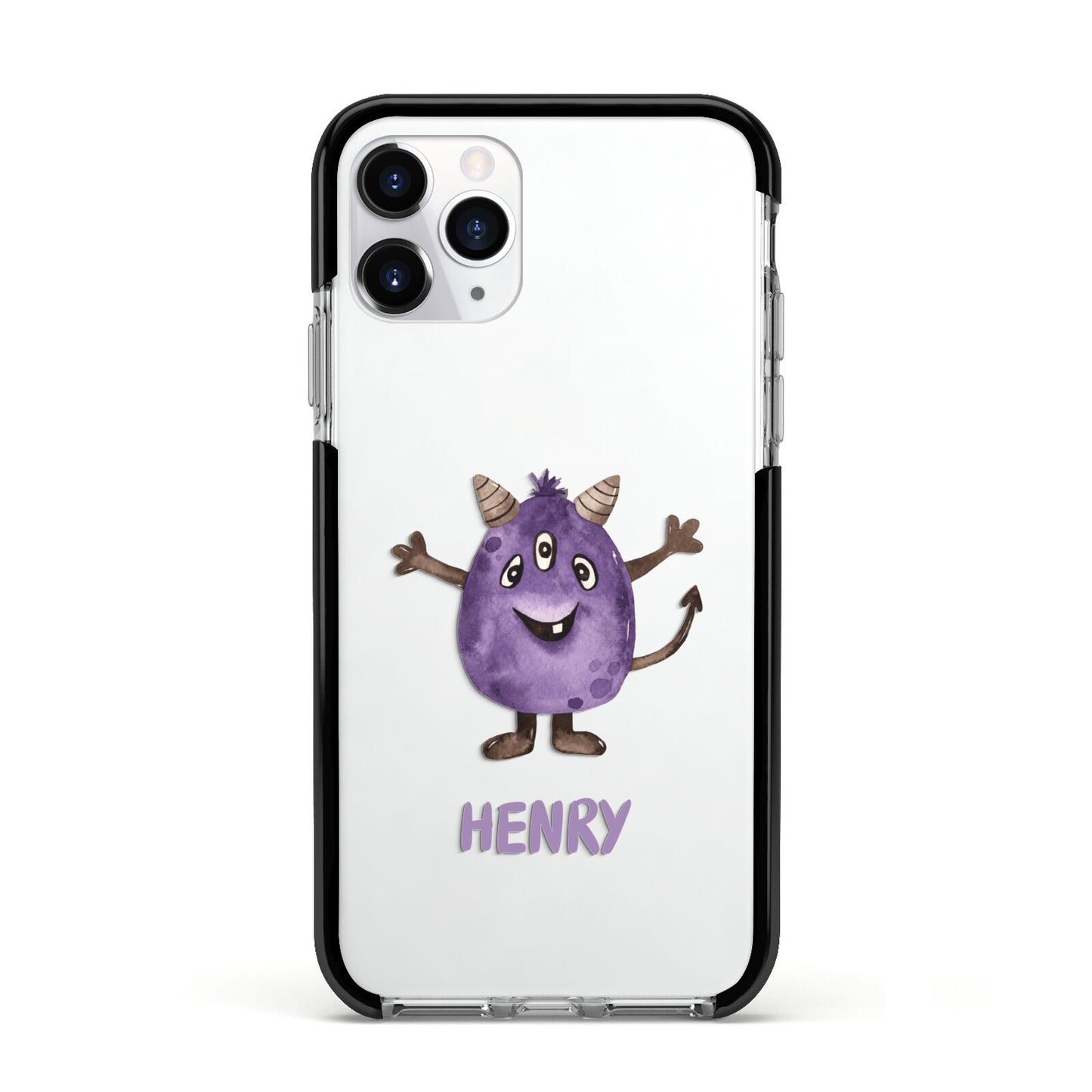 Purple Monster Custom Apple iPhone 11 Pro in Silver with Black Impact Case