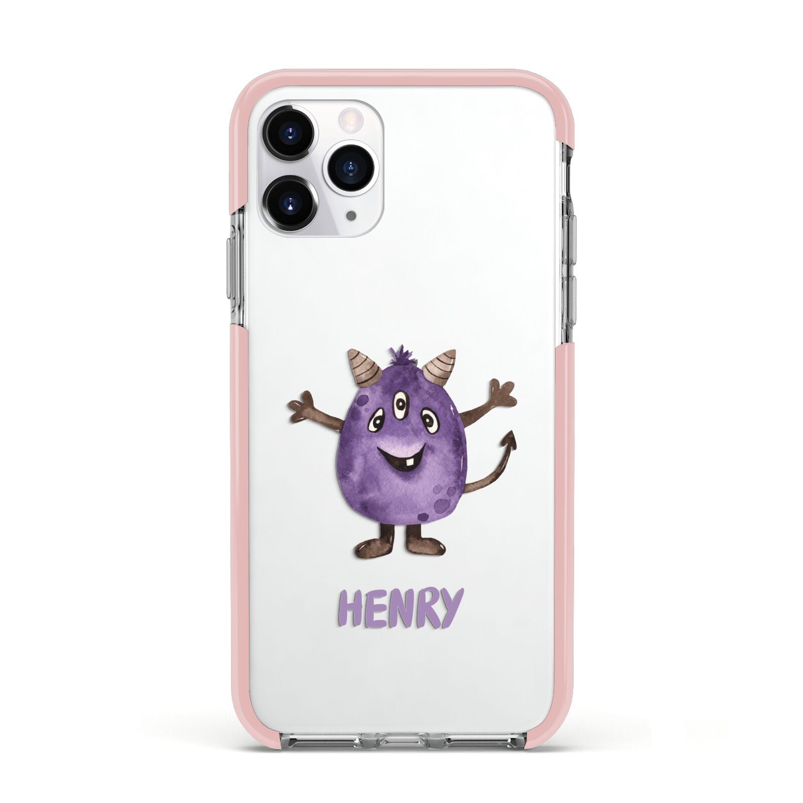 Purple Monster Custom Apple iPhone 11 Pro in Silver with Pink Impact Case