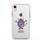 Purple Monster Custom Apple iPhone XR Impact Case Pink Edge on Silver Phone