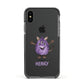 Purple Monster Custom Apple iPhone Xs Impact Case Black Edge on Black Phone