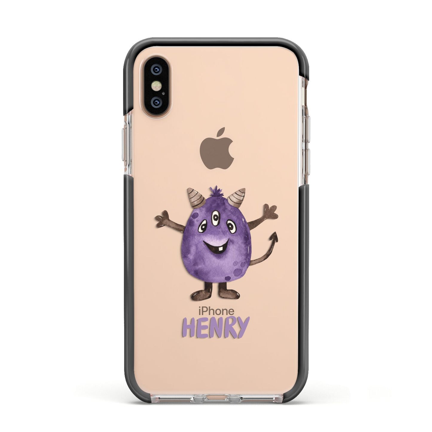 Purple Monster Custom Apple iPhone Xs Impact Case Black Edge on Gold Phone