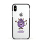 Purple Monster Custom Apple iPhone Xs Impact Case Black Edge on Silver Phone