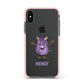 Purple Monster Custom Apple iPhone Xs Impact Case Pink Edge on Black Phone