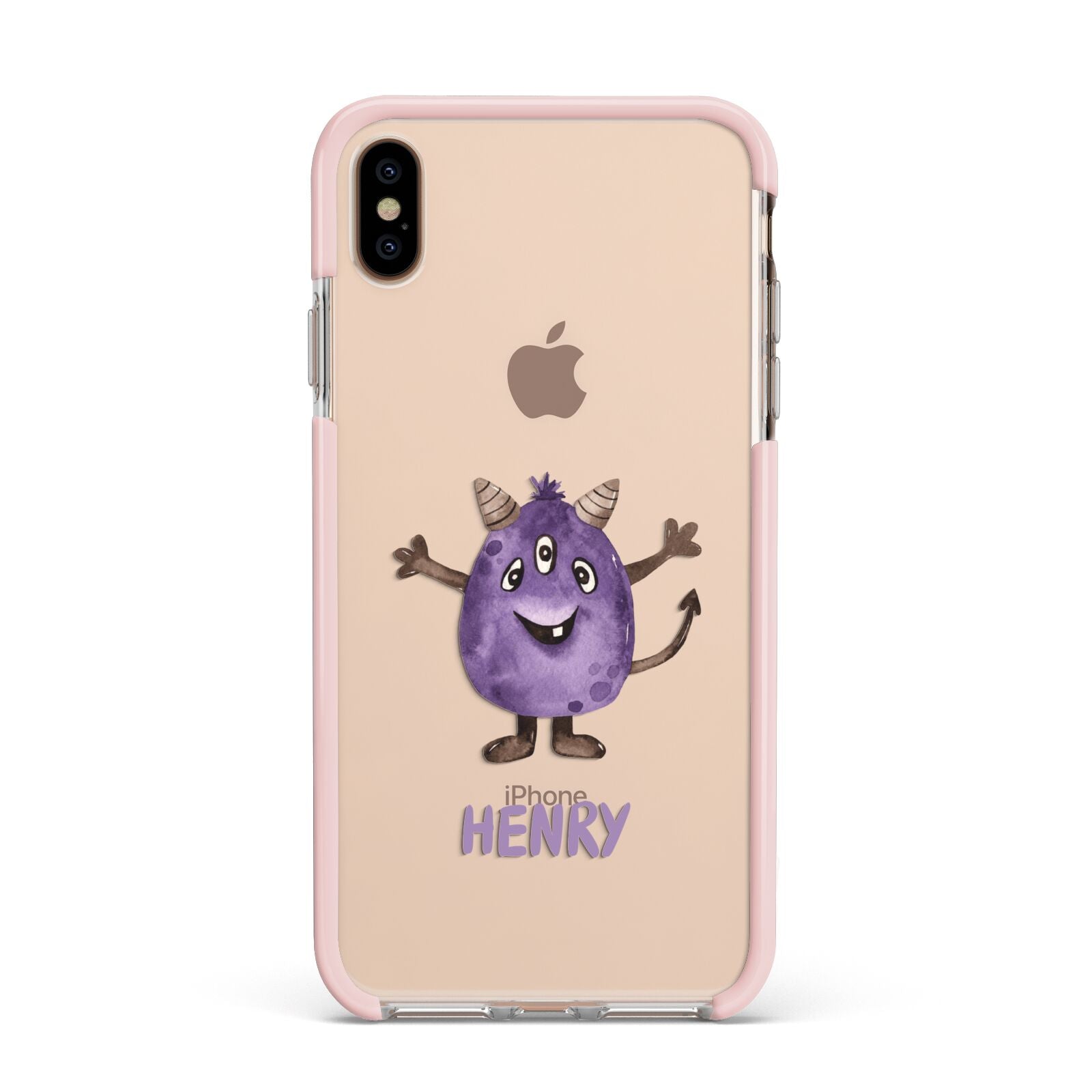 Purple Monster Custom Apple iPhone Xs Max Impact Case Pink Edge on Gold Phone