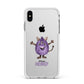 Purple Monster Custom Apple iPhone Xs Max Impact Case White Edge on Silver Phone