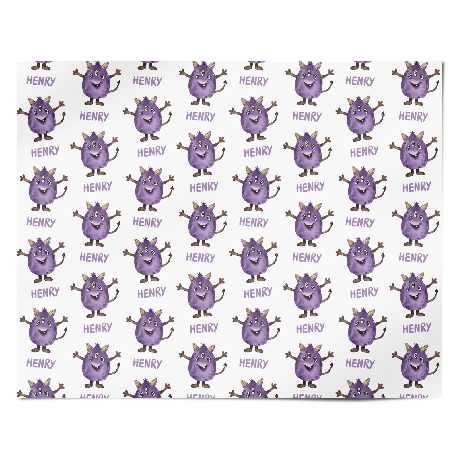 Purple Monster Custom Personalised Wrapping Paper Alternative