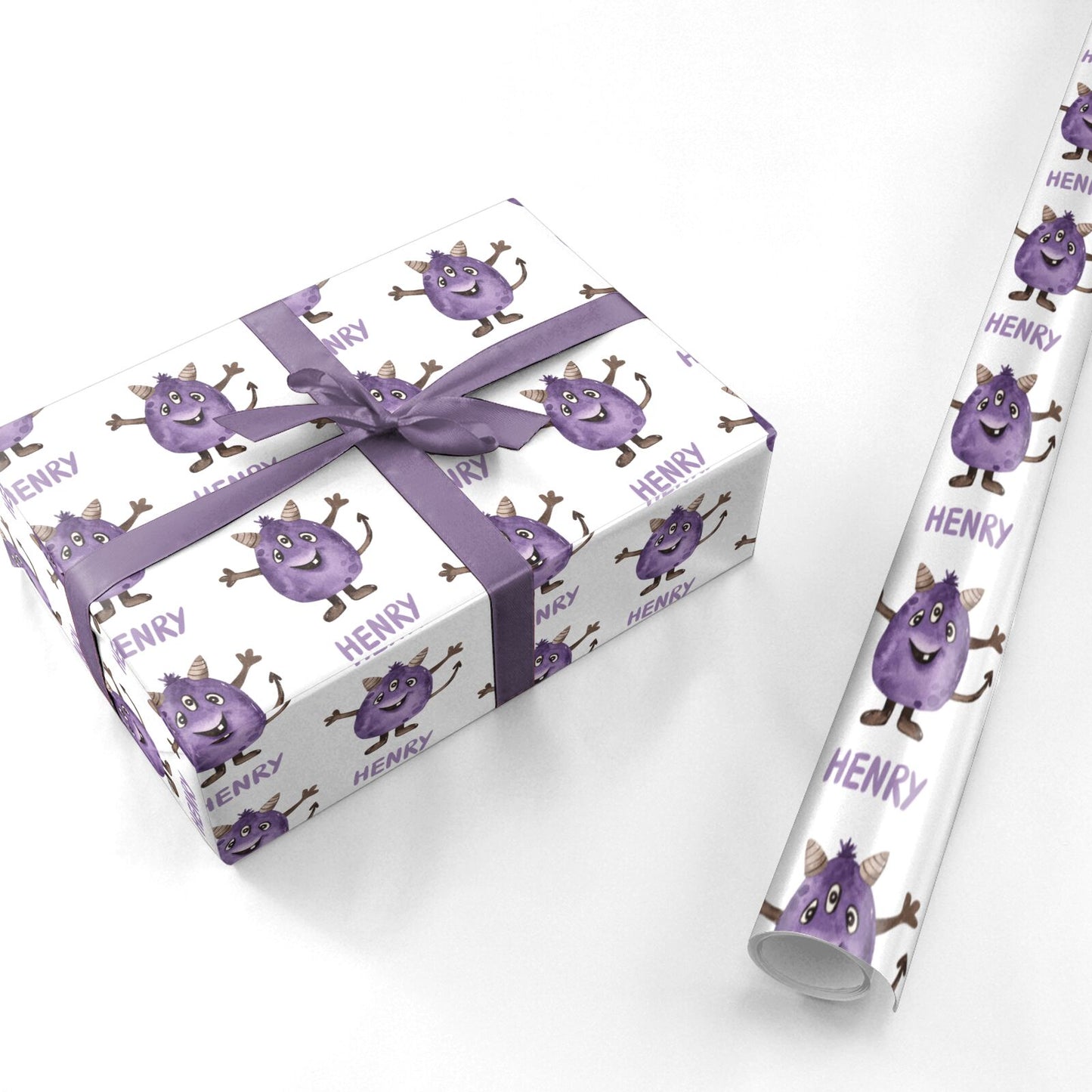 Purple Monster Custom Personalised Wrapping Paper