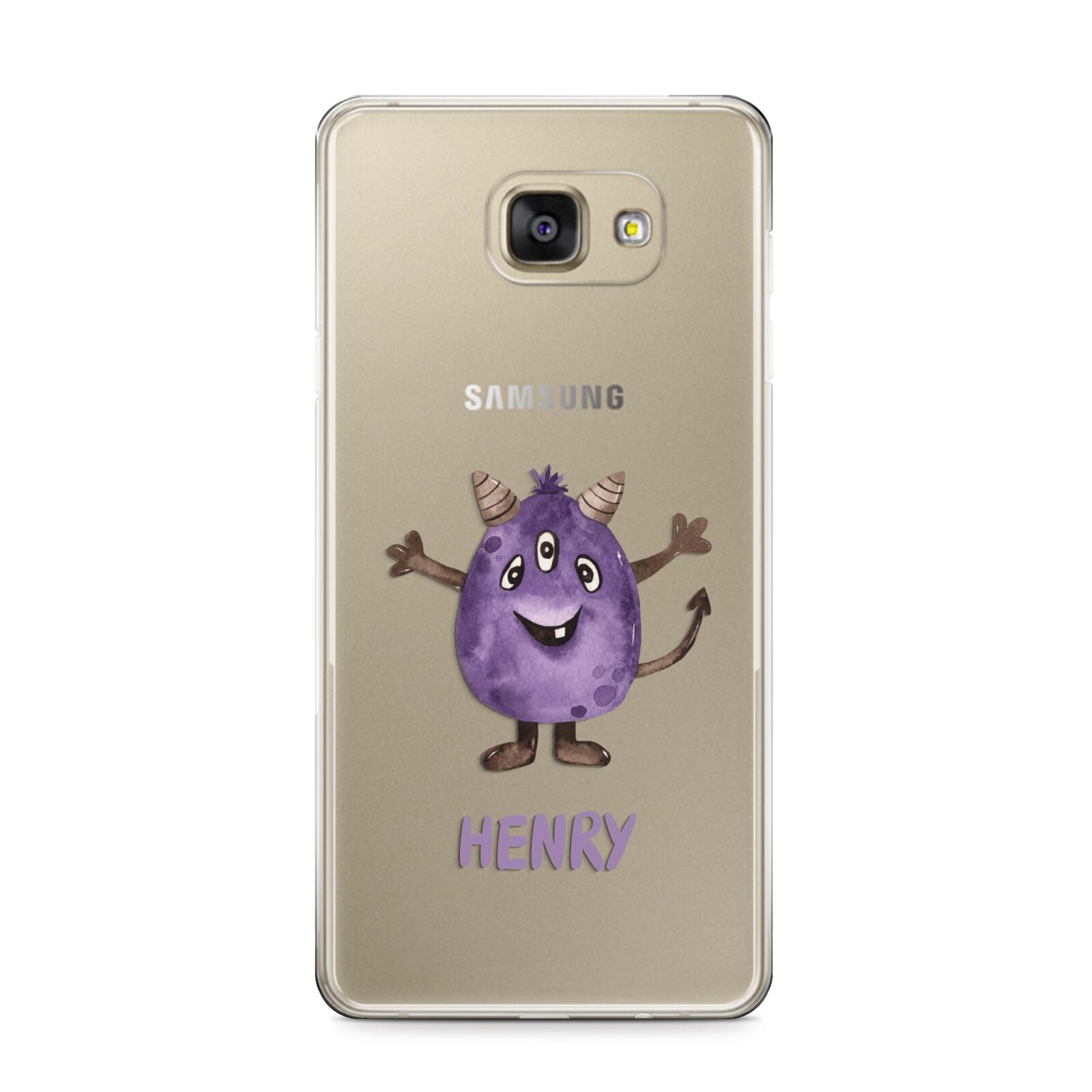 Purple Monster Custom Samsung Galaxy A9 2016 Case on gold phone