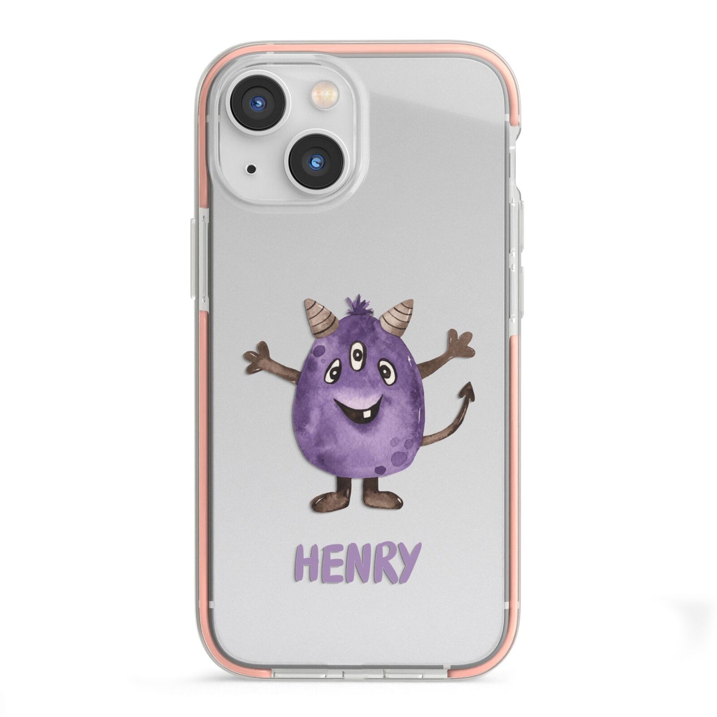 Purple Monster Custom iPhone 13 Mini TPU Impact Case with Pink Edges