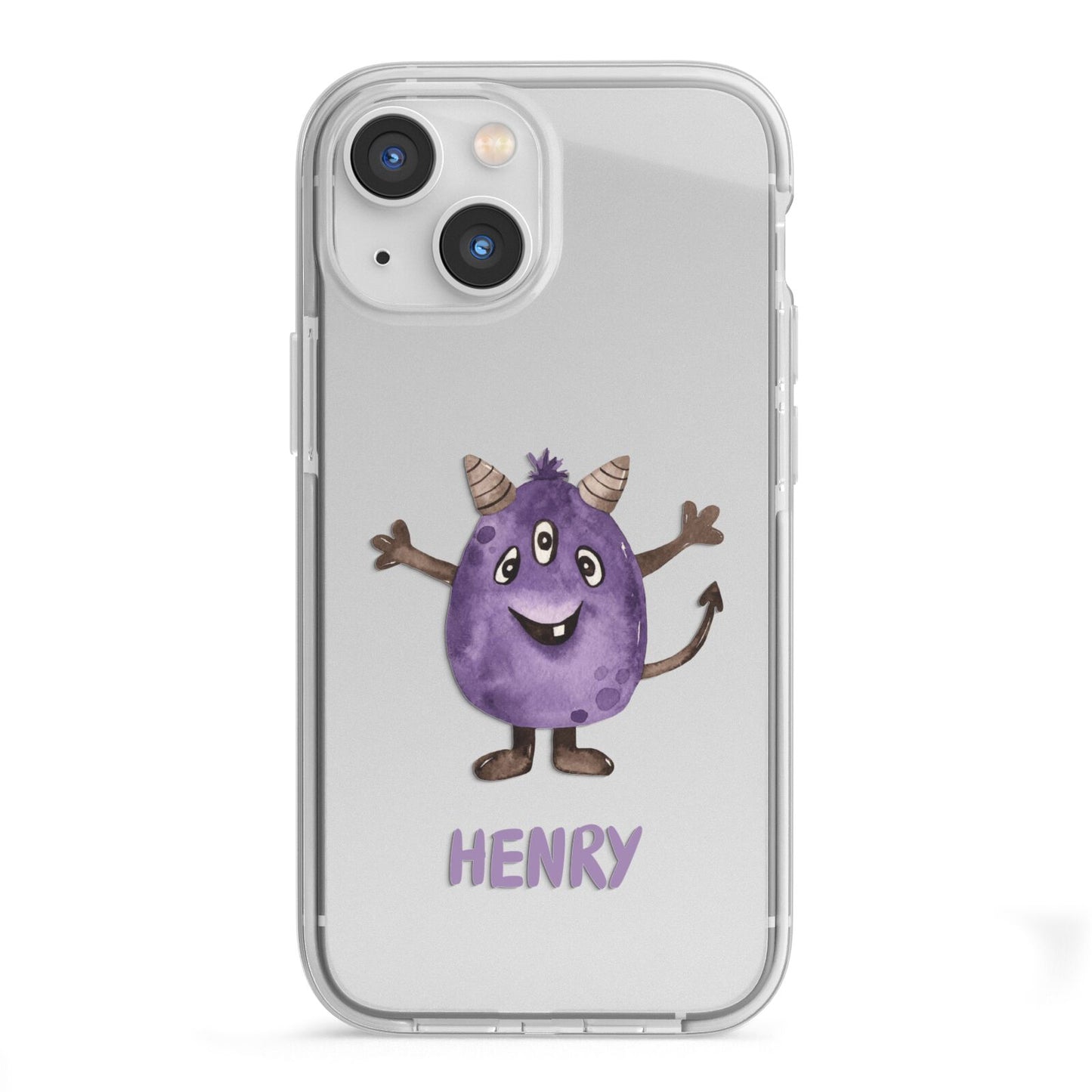 Purple Monster Custom iPhone 13 Mini TPU Impact Case with White Edges