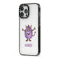 Purple Monster Custom iPhone 13 Pro Max Black Impact Case Side Angle on Silver phone