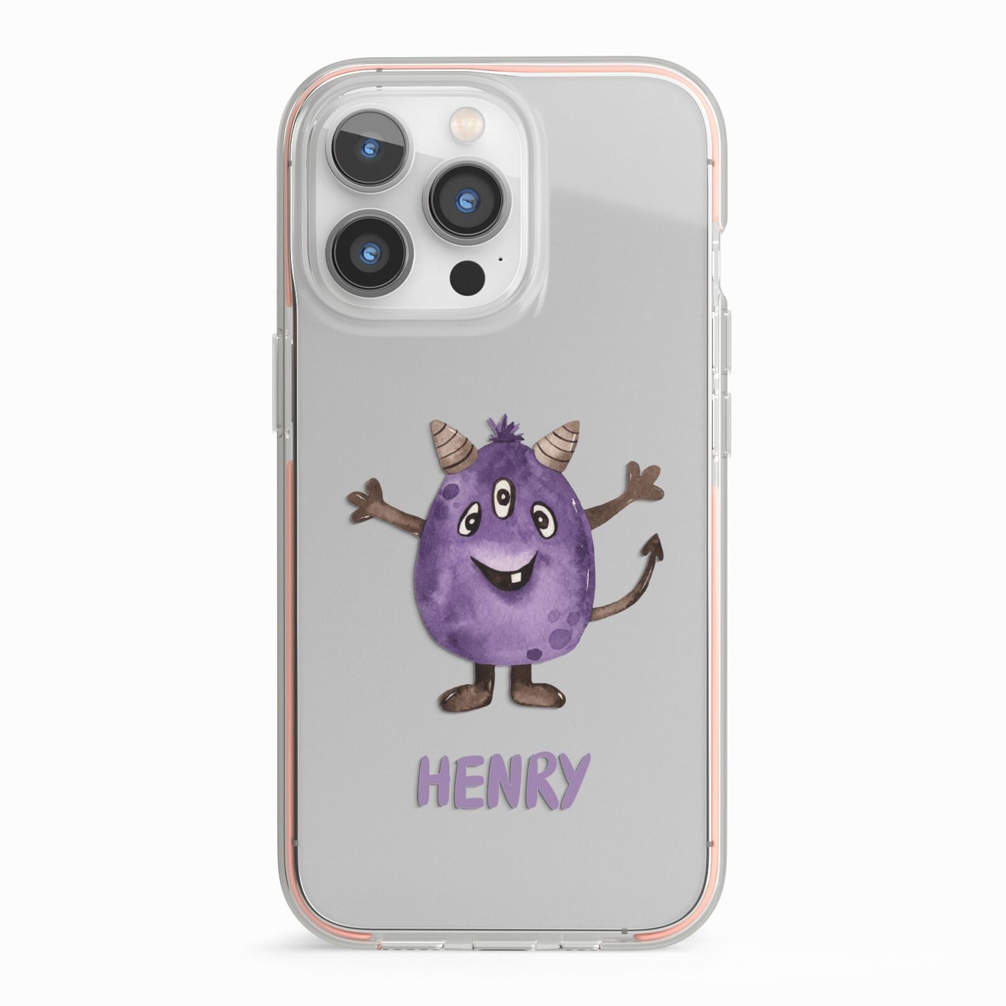 Purple Monster Custom iPhone 13 Pro TPU Impact Case with Pink Edges