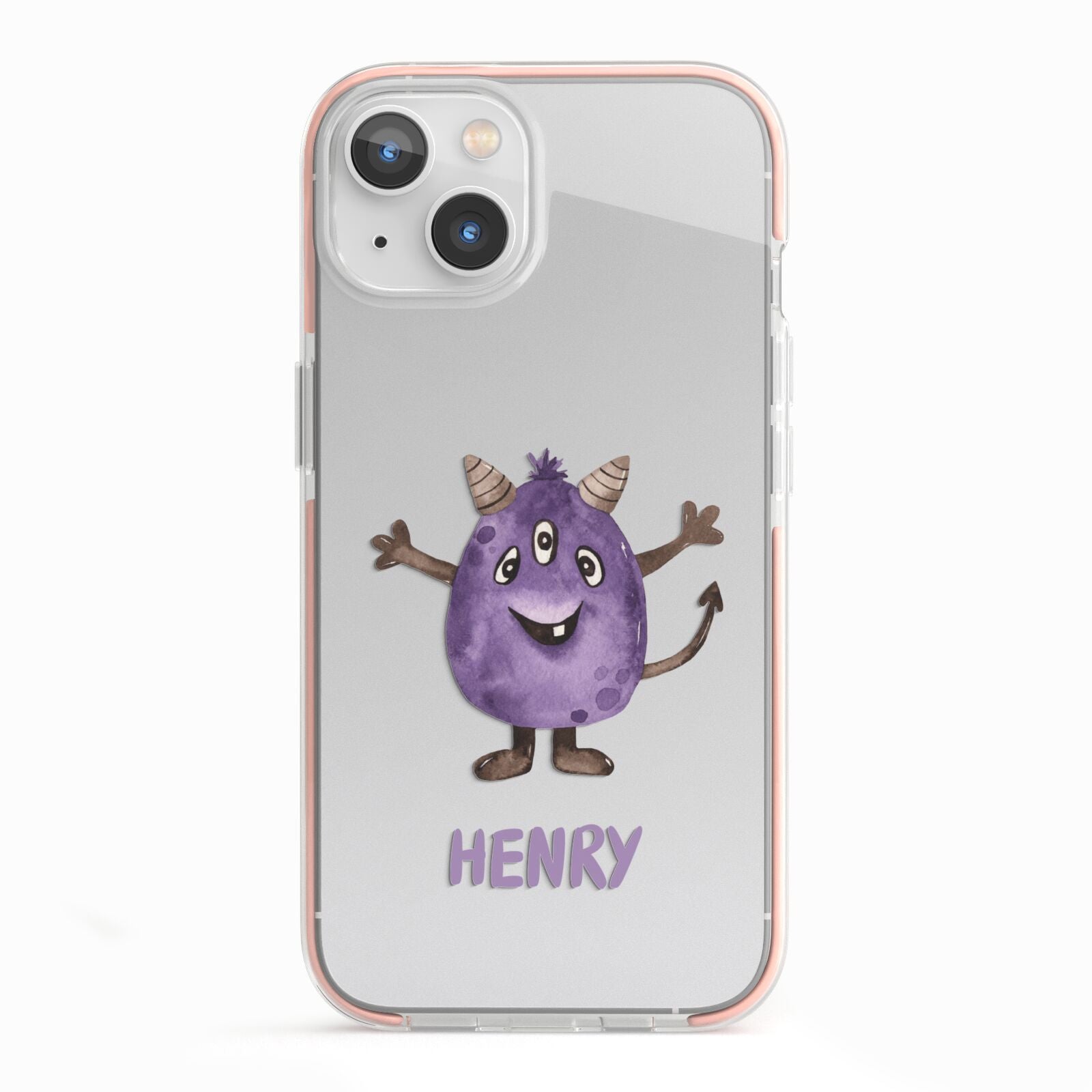 Purple Monster Custom iPhone 13 TPU Impact Case with Pink Edges