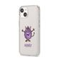 Purple Monster Custom iPhone 14 Clear Tough Case Starlight Angled Image