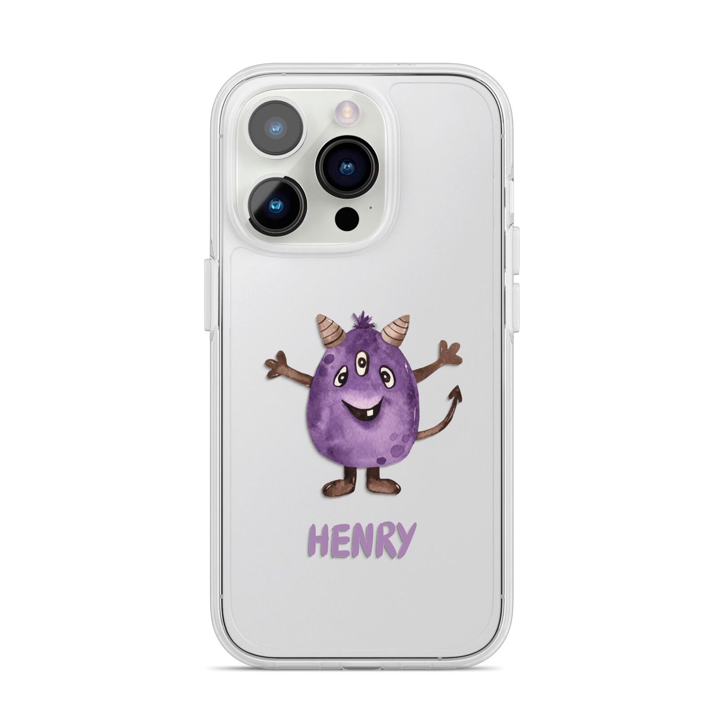Purple Monster Custom iPhone 14 Pro Clear Tough Case Silver