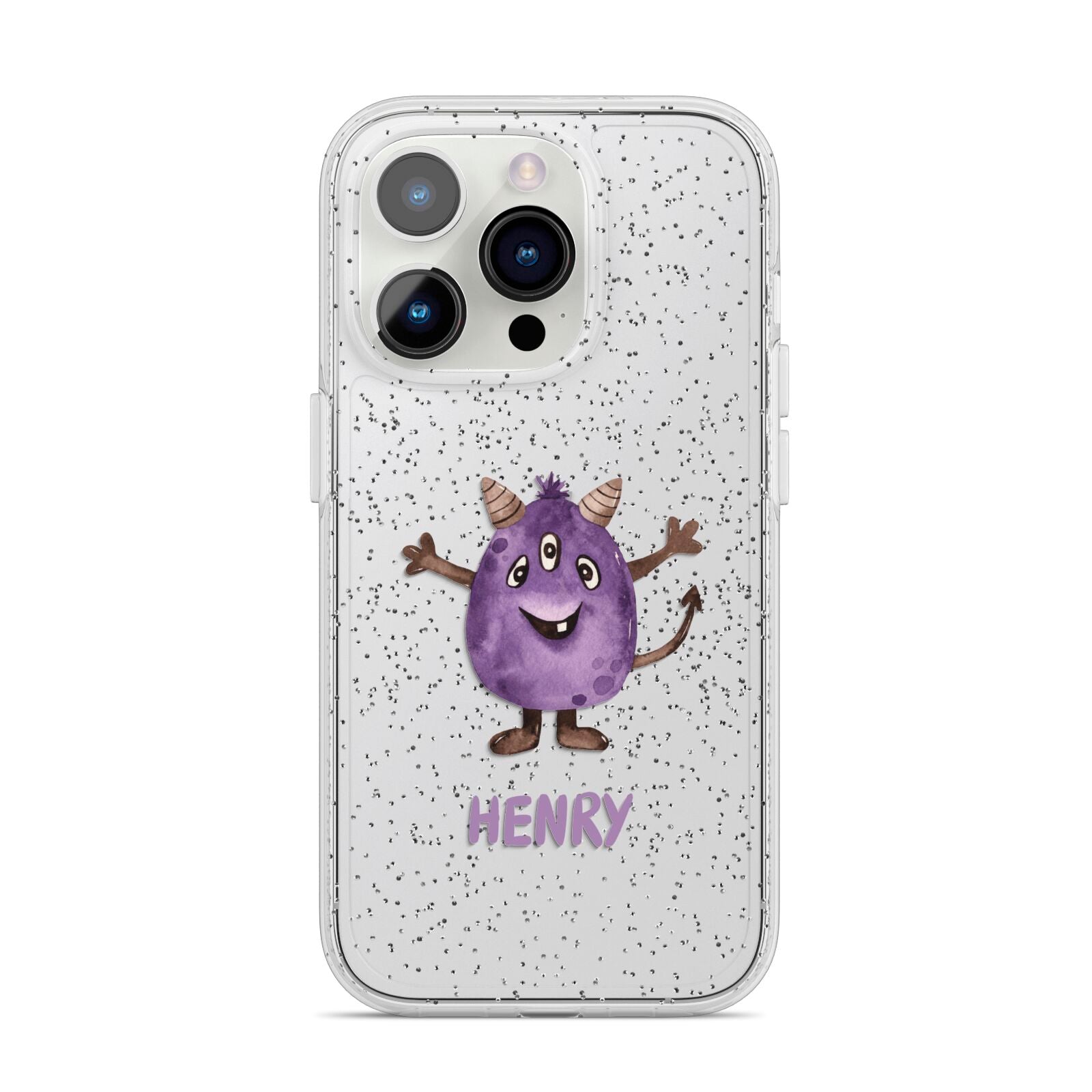 Purple Monster Custom iPhone 14 Pro Glitter Tough Case Silver