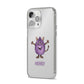 Purple Monster Custom iPhone 14 Pro Max Clear Tough Case Silver Angled Image