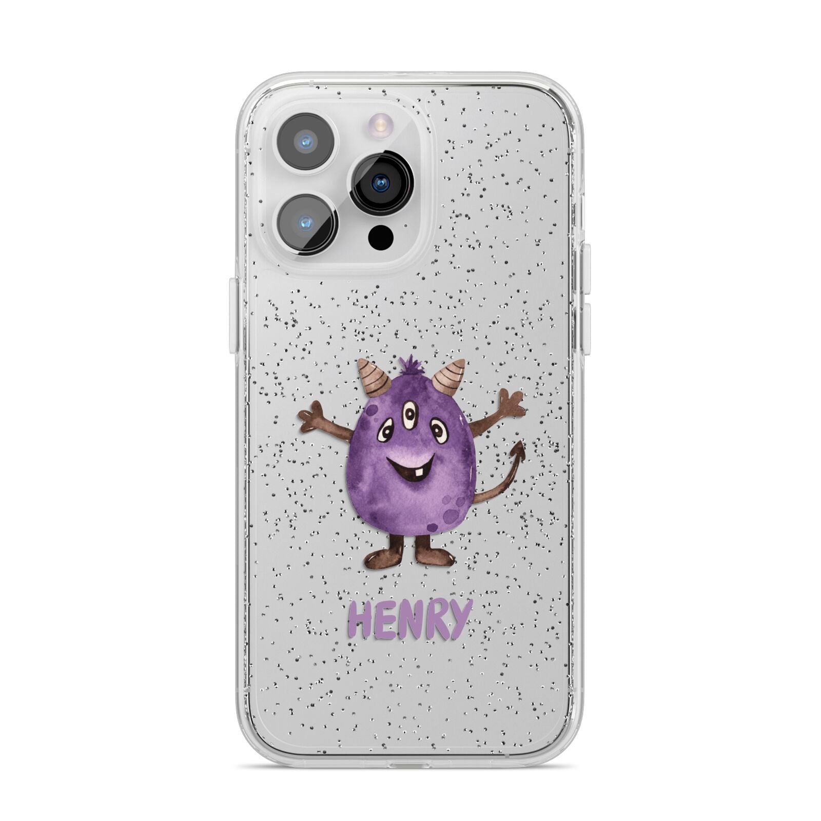 Purple Monster Custom iPhone 14 Pro Max Glitter Tough Case Silver