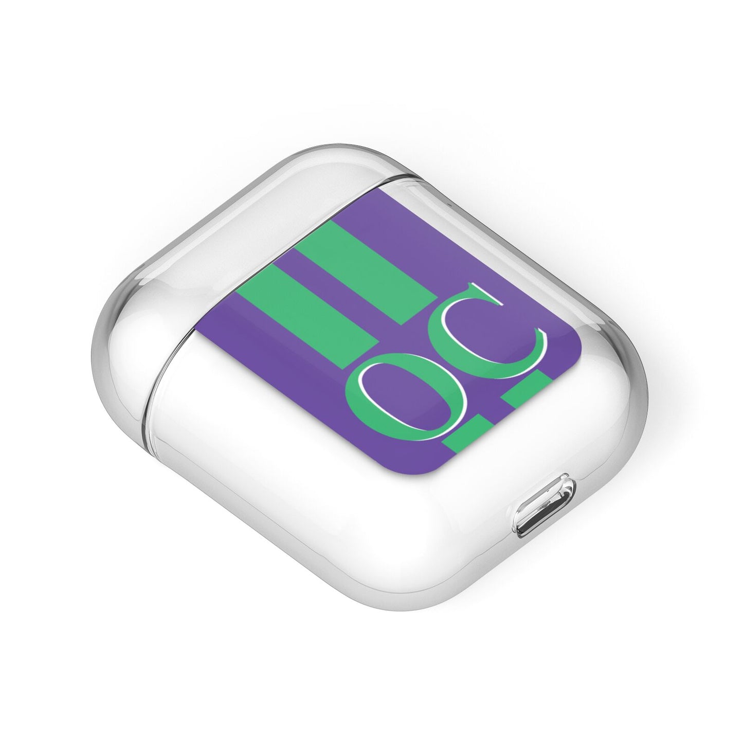 Purple Personalised Initials AirPods Case Laid Flat