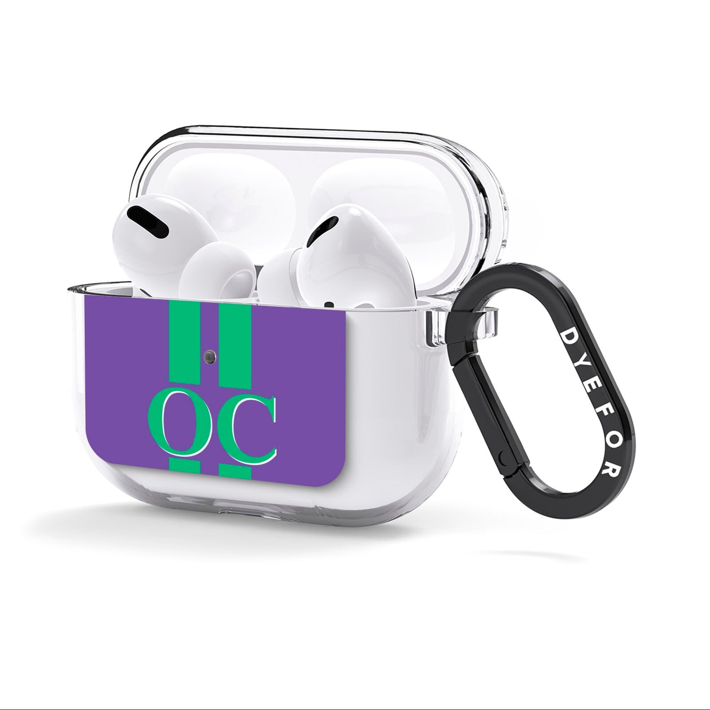 Purple Personalised Initials AirPods Clear Case 3rd Gen Side Image