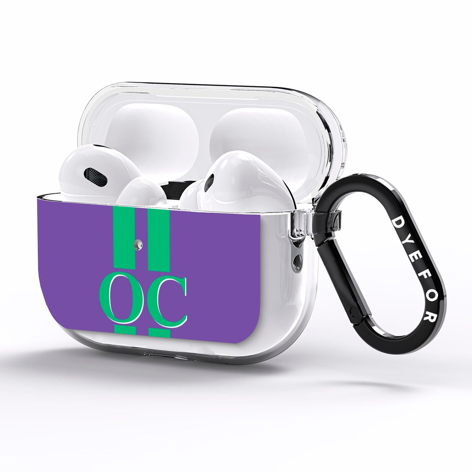 Purple Personalised Initials AirPods Pro Clear Case Side Image