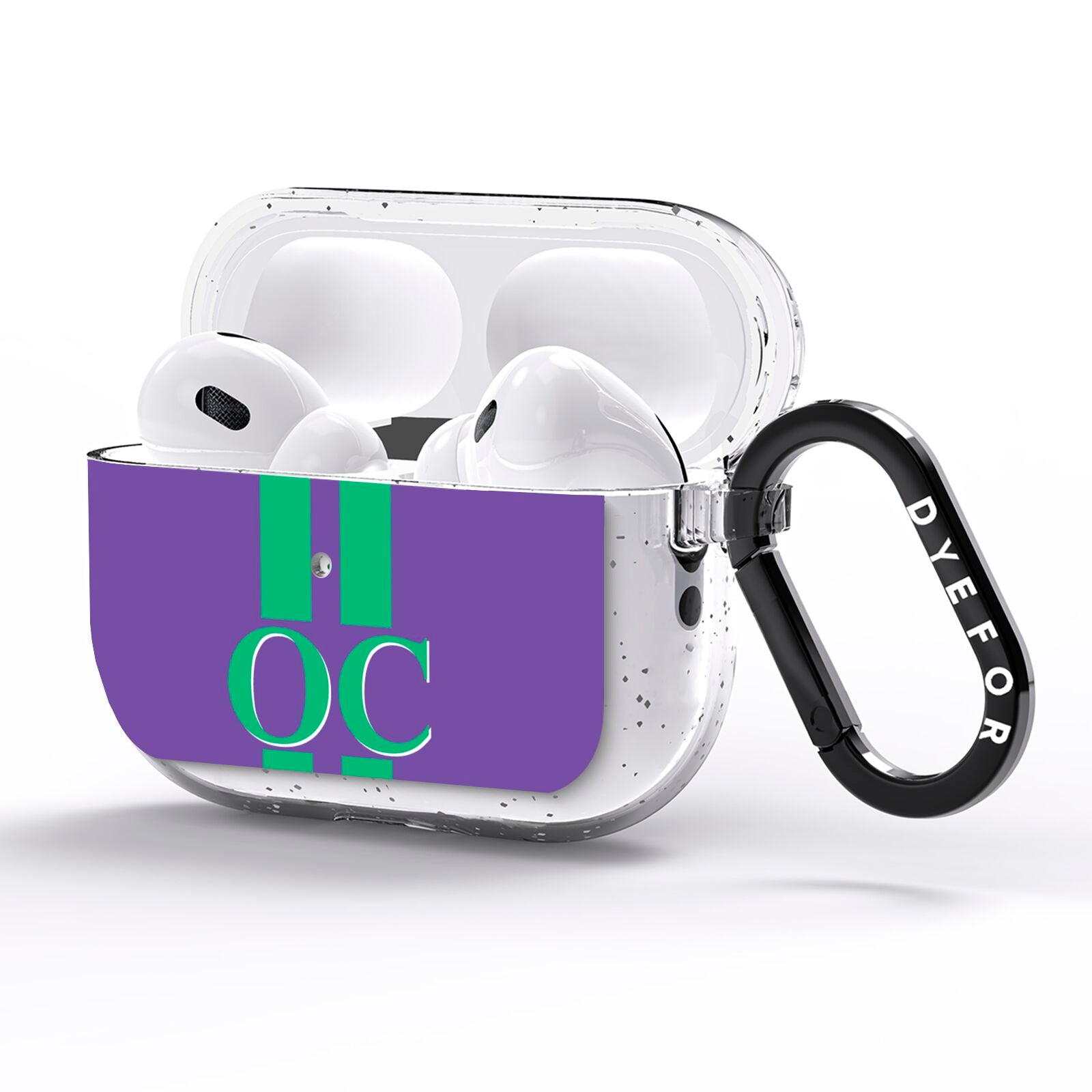 Purple Personalised Initials AirPods Pro Glitter Case Side Image