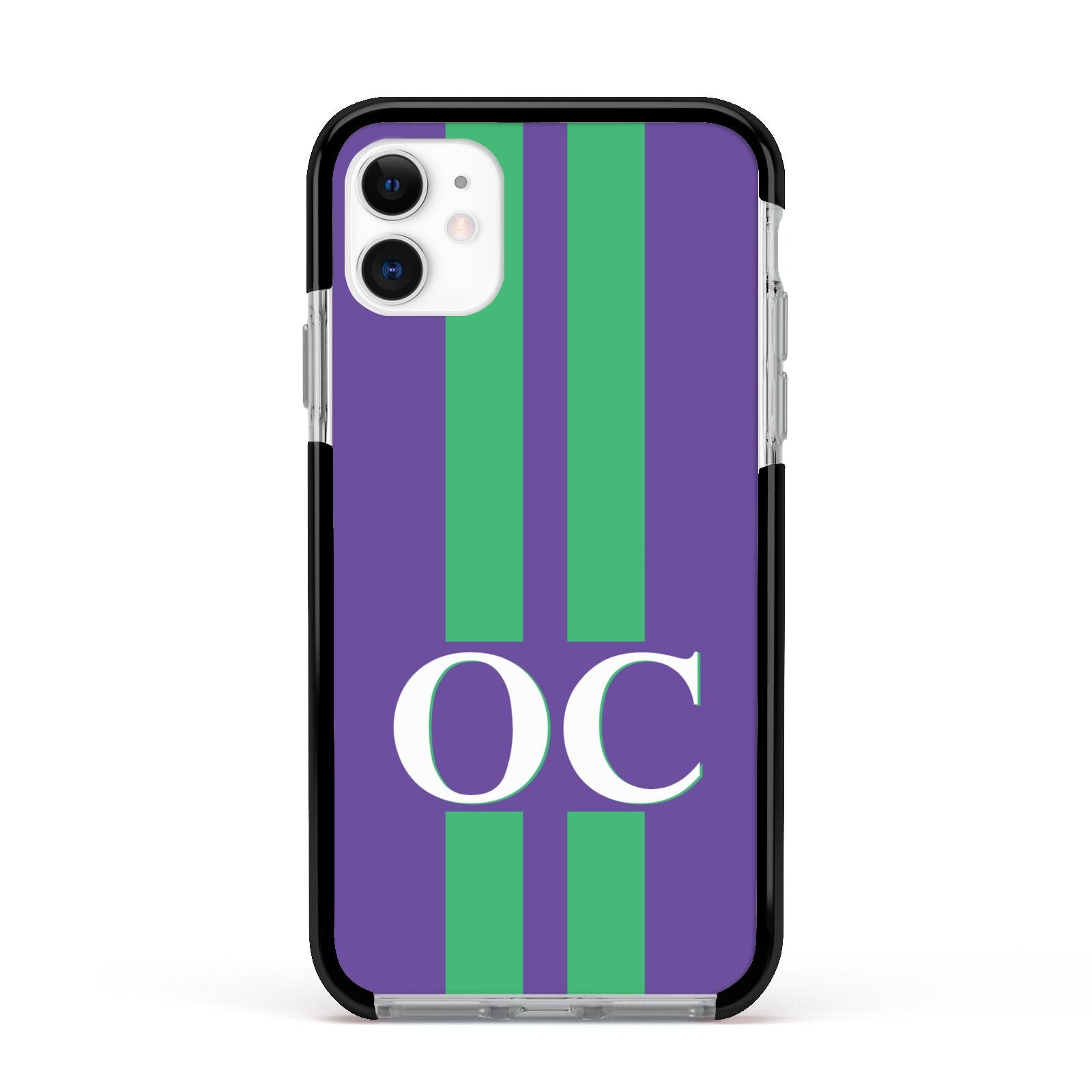 Purple Personalised Initials Apple iPhone 11 in White with Black Impact Case