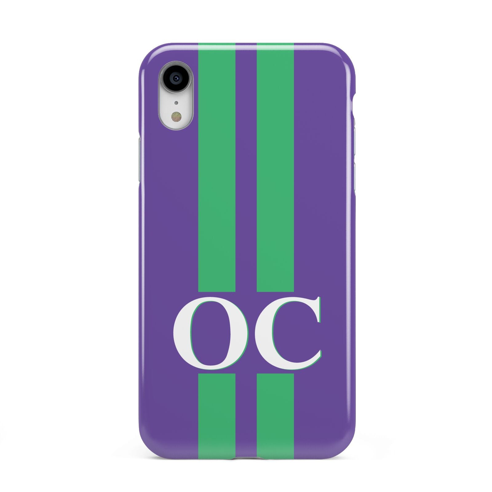 Purple Personalised Initials Apple iPhone XR White 3D Tough Case