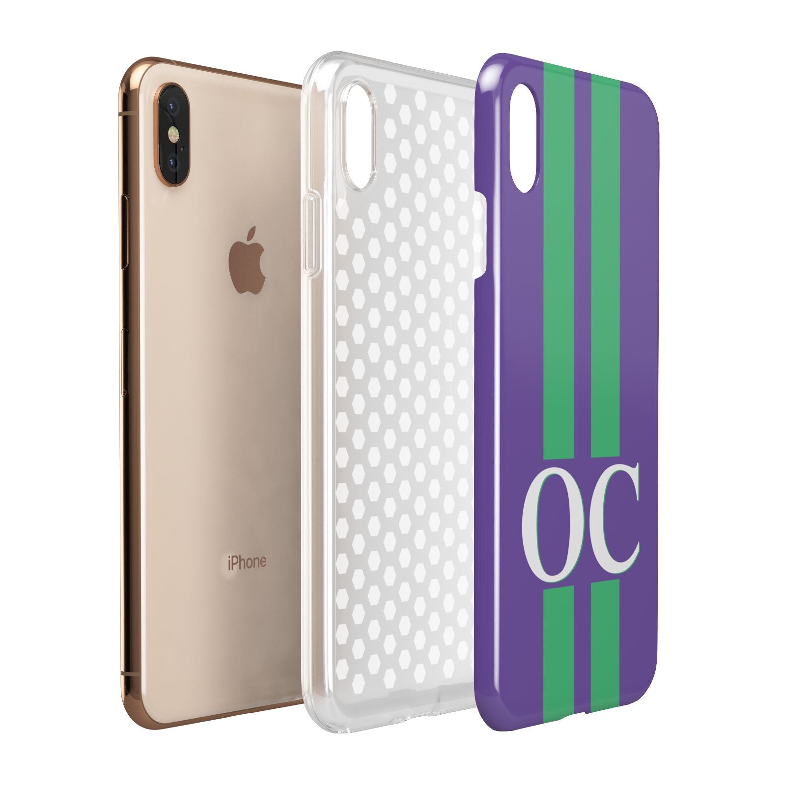 Purple Personalised Initials Apple iPhone Xs Max 3D Tough Case Expanded View