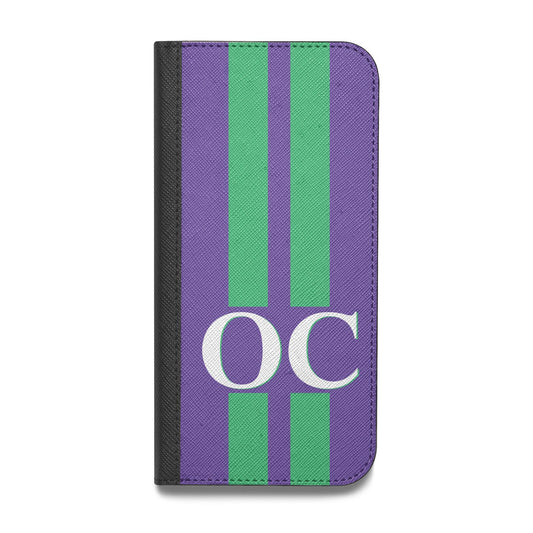 Purple Personalised Initials Vegan Leather Flip iPhone Case