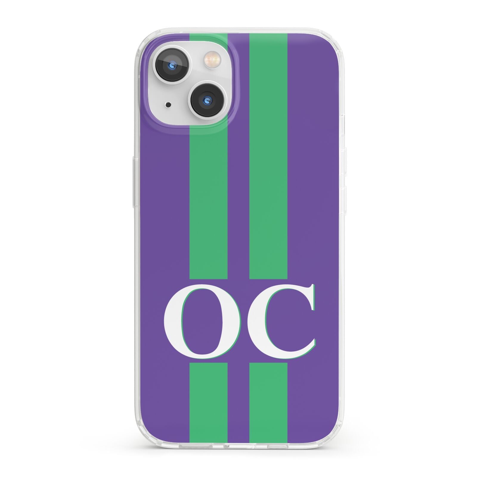 Purple Personalised Initials iPhone 13 Clear Bumper Case