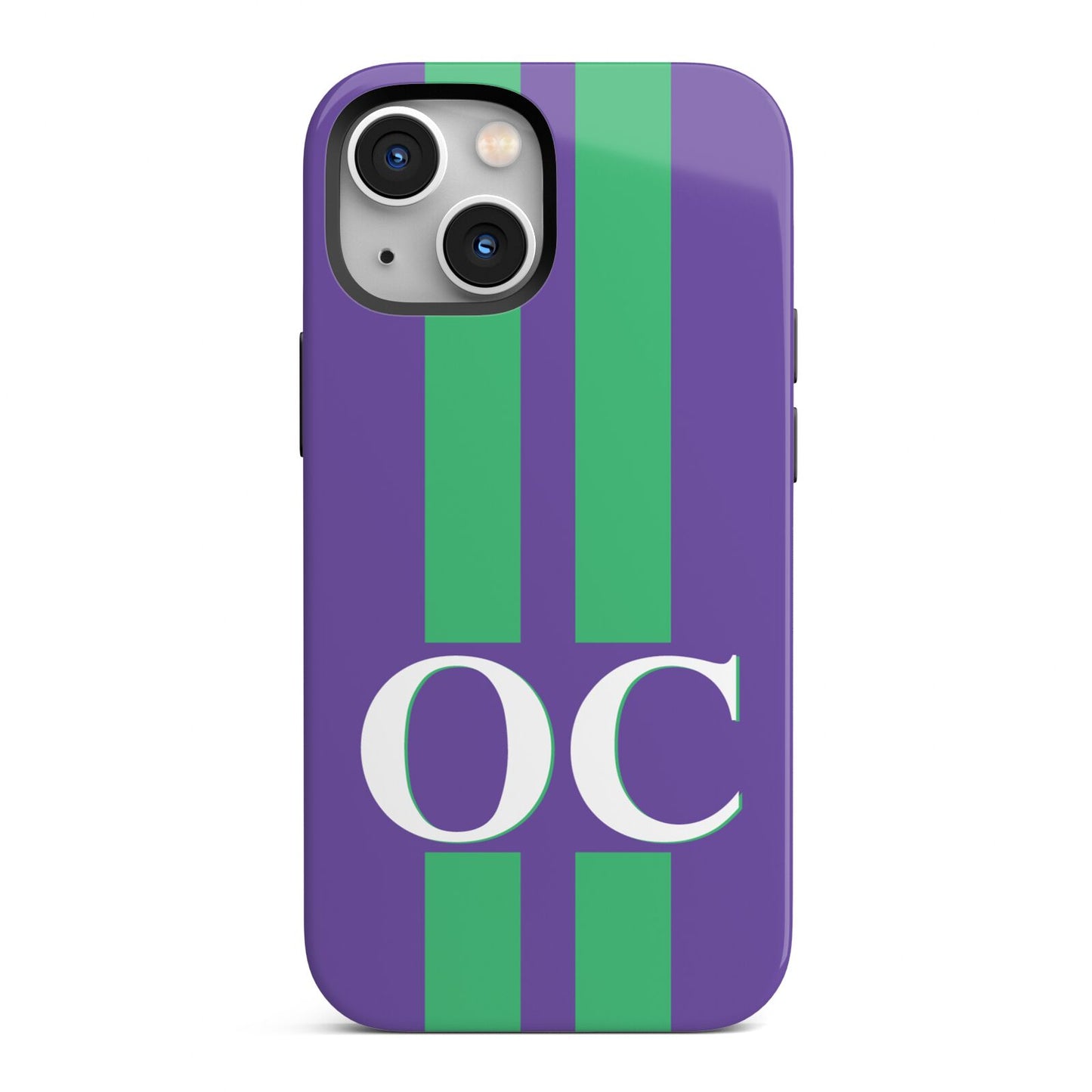 Purple Personalised Initials iPhone 13 Mini Full Wrap 3D Tough Case