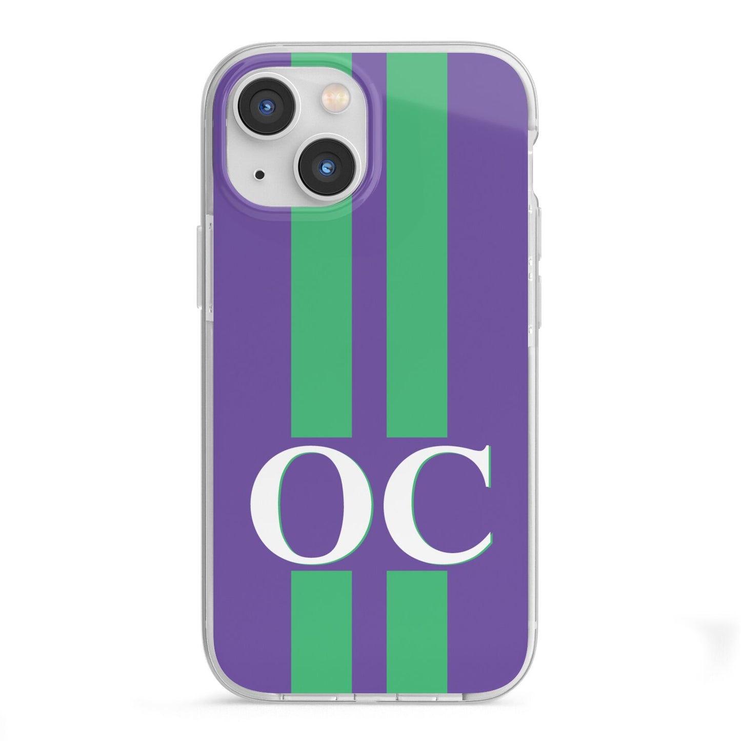 Purple Personalised Initials iPhone 13 Mini TPU Impact Case with White Edges