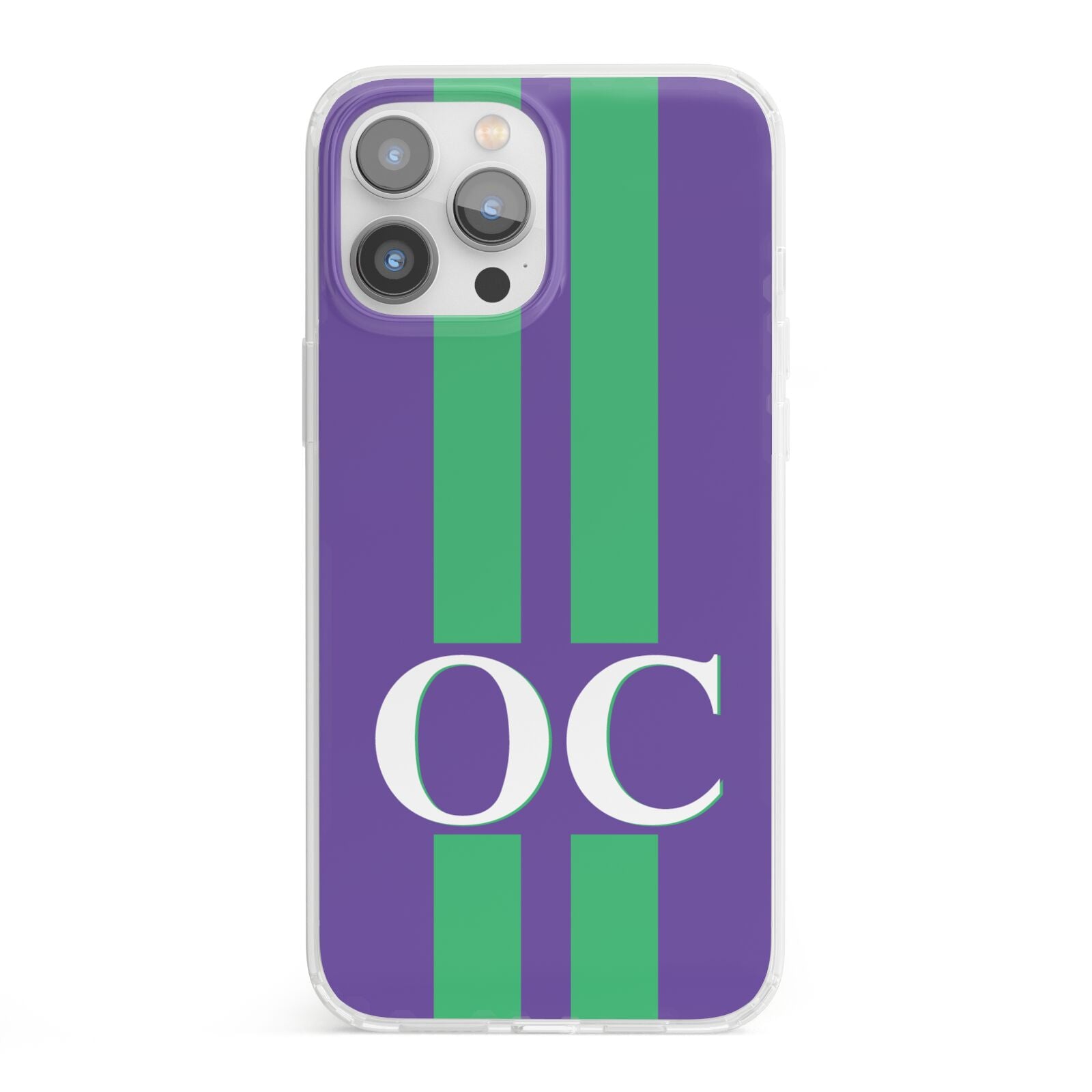 Purple Personalised Initials iPhone 13 Pro Max Clear Bumper Case