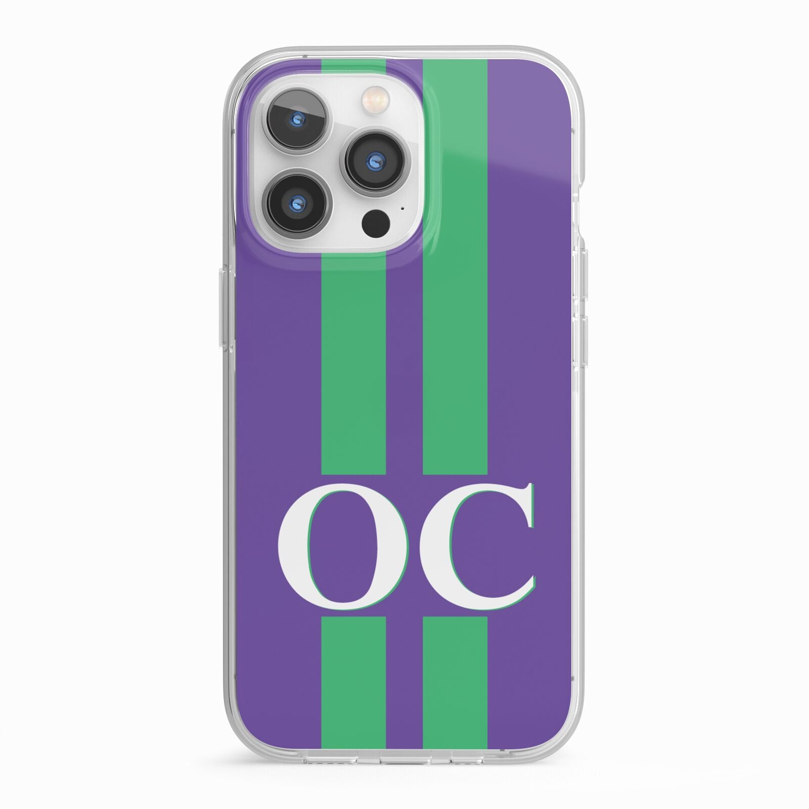 Purple Personalised Initials iPhone 13 Pro TPU Impact Case with White Edges