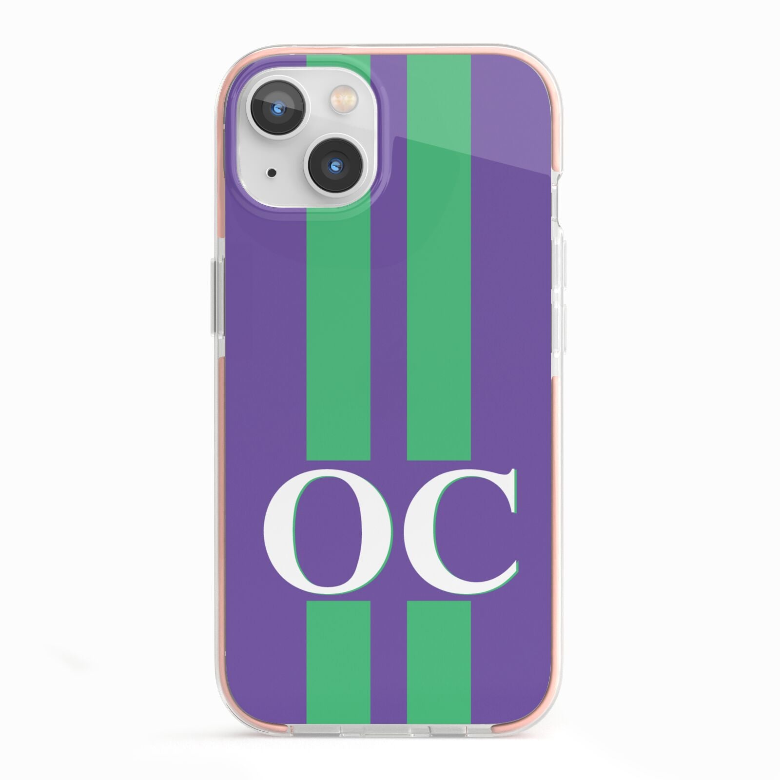 Purple Personalised Initials iPhone 13 TPU Impact Case with Pink Edges